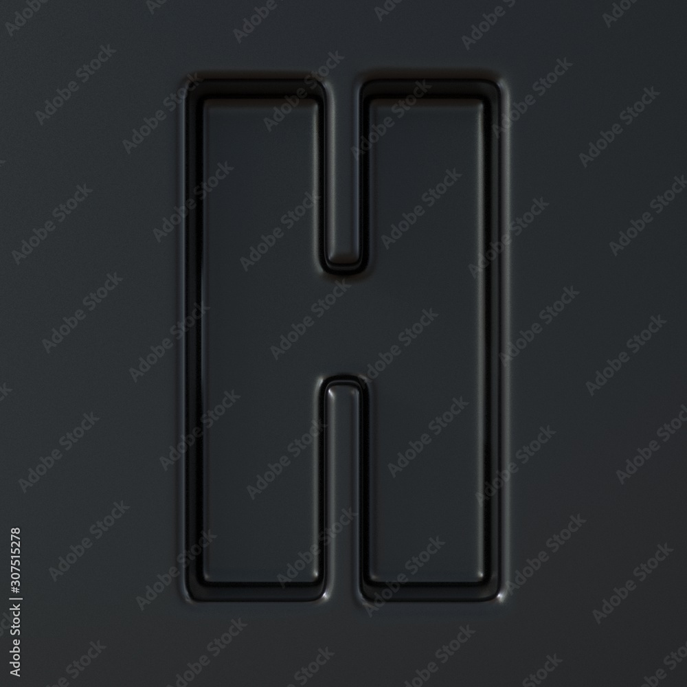Black engraved font Letter H 3D Black engraved font Letter H 3D