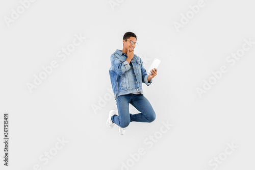 Jumping African-American te...