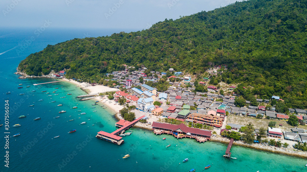Aerial view of Fishing Village in Perhentian Kecil, Malaysia