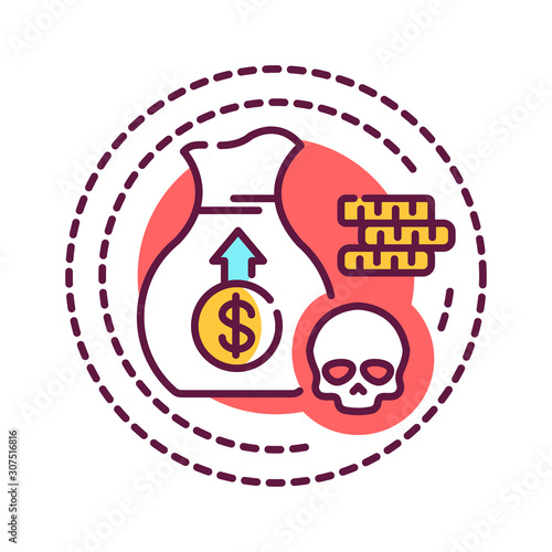 Money addiction color line icon. Physical or emotional dependence on earning, spending and having money. Pictogram for web page, mobile app, promo. UI UX GUI design element. Editable stroke.