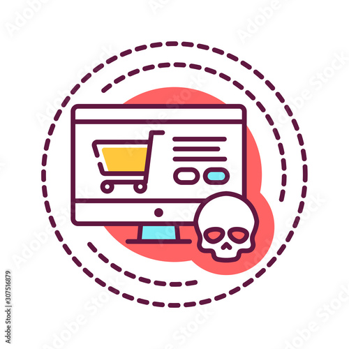 Shopping addiction color line icon. Physical or emotional dependence on buying different goods. Pictogram for web page, mobile app, promo. UI UX GUI design element. Editable stroke.