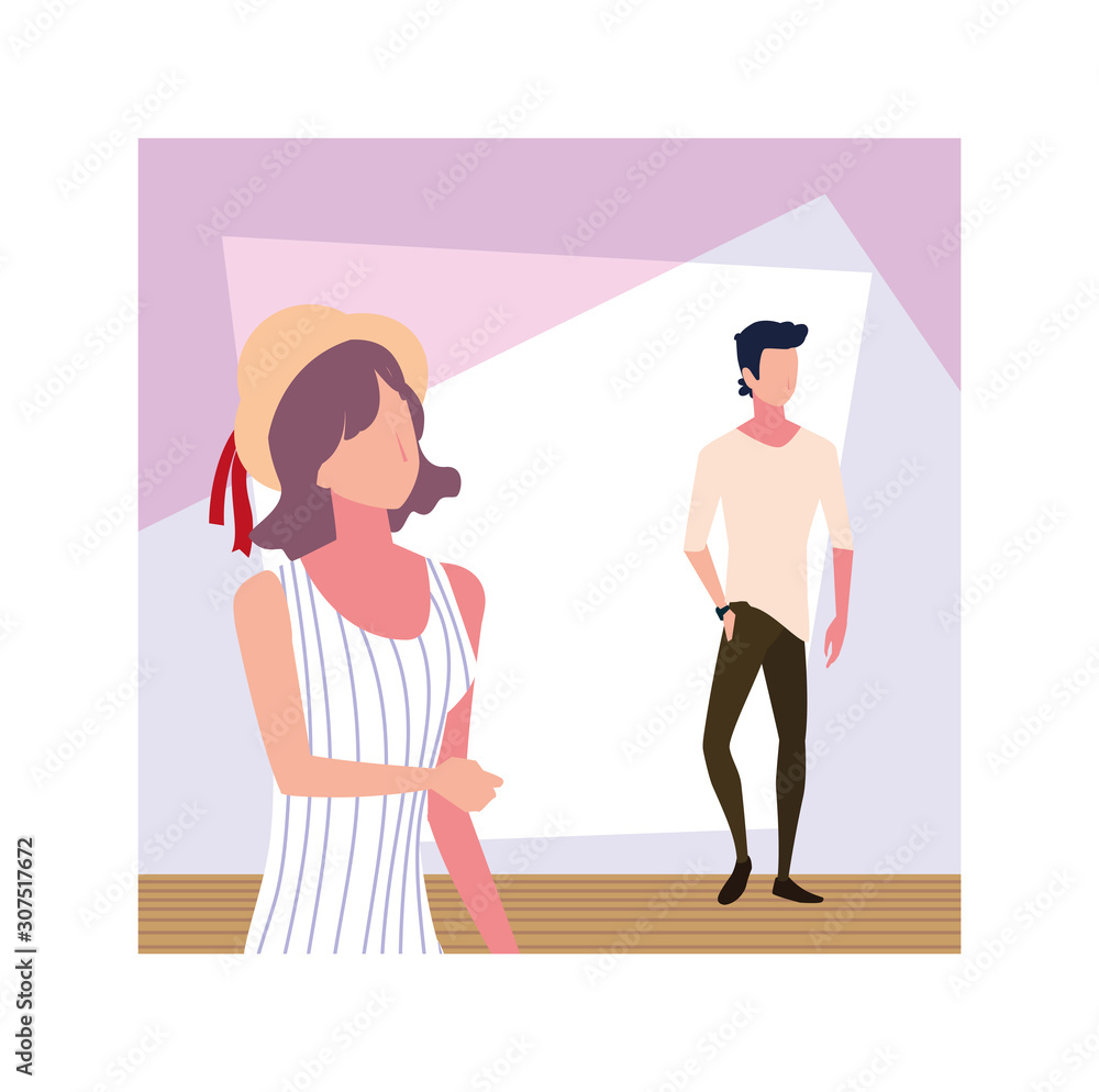 couple of people faceless standing