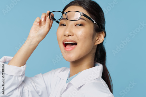 young woman with glasses