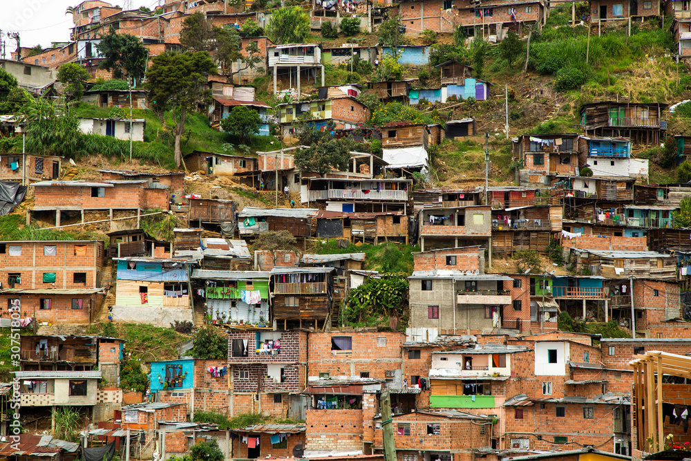Medellin, Antioquia / Colombia - December 03, 2019. Neighborhood 13 de Noviembre located in the center east of Medellín, with 17 hectares where 13,000 inhabitants live