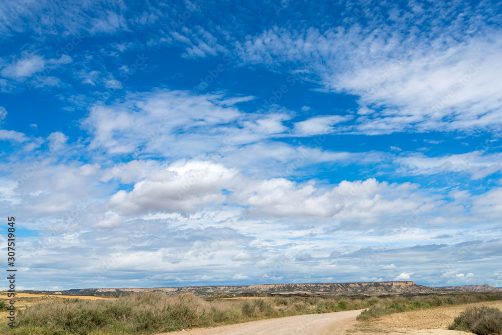 Road through the badlands Bardenas Reales