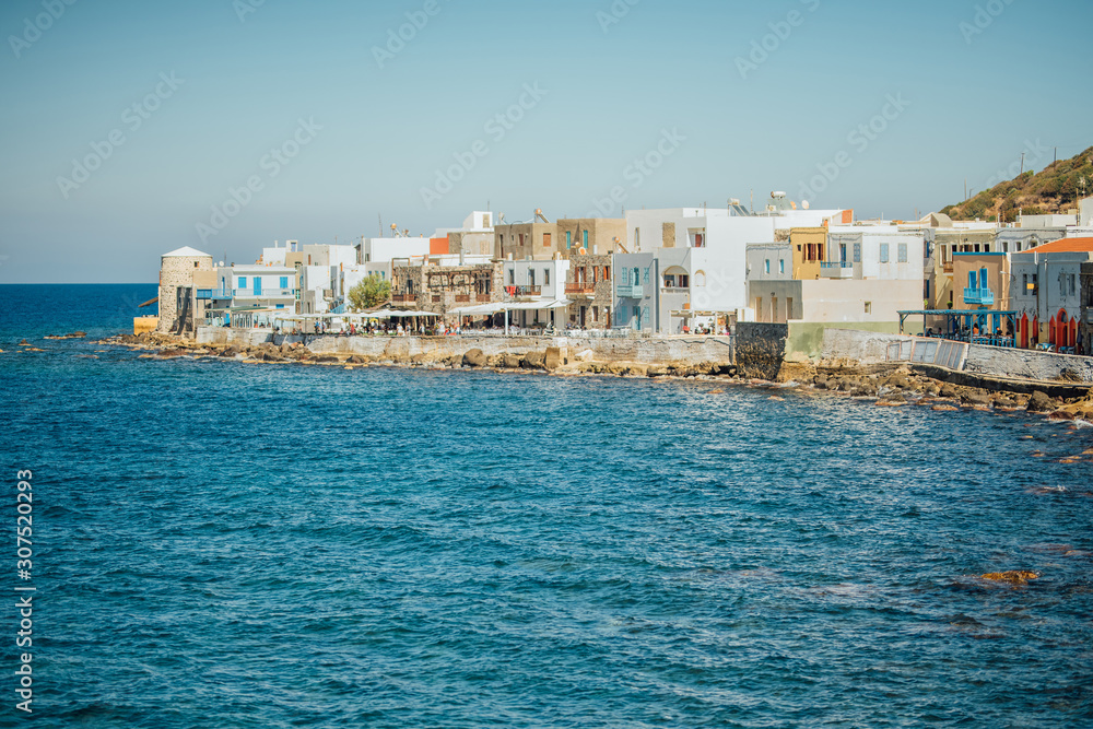 Cafes and restaurants by the sea on the Nisyros island