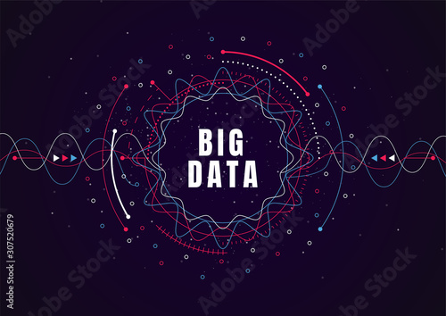 Abstract technology background with Big data. Internet connection, abstract sense of science and technology analytics concept graphic design. Vector illustration