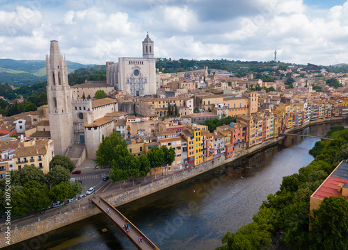 View from drone of Girona photo