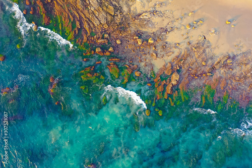 Colorful shoreline of Newport Coast in Orange County