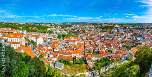 Aerial view of cityscape and cathedral of Leiria, Portugal photo