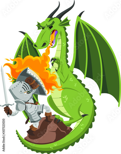 knight fighting dragon