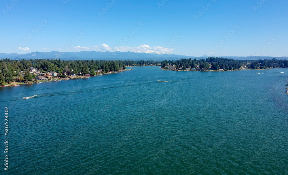 Fototapeta premium Man Made Lake Tapps on a beautiful summer day in Bonney Lake Washington