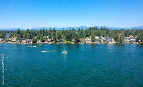 Man Made Lake Tapps on a beautiful summer day in Bonney Lake Washington photo