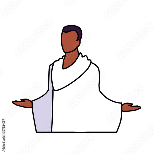 man pilgrim hajj on white background