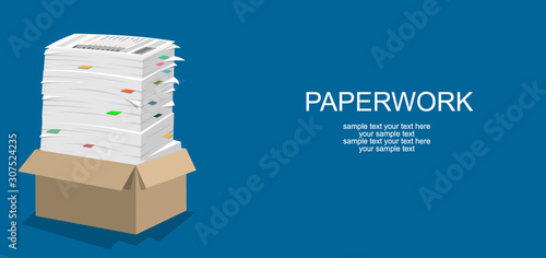 Paperwork illustration. Stack of paper illustration.