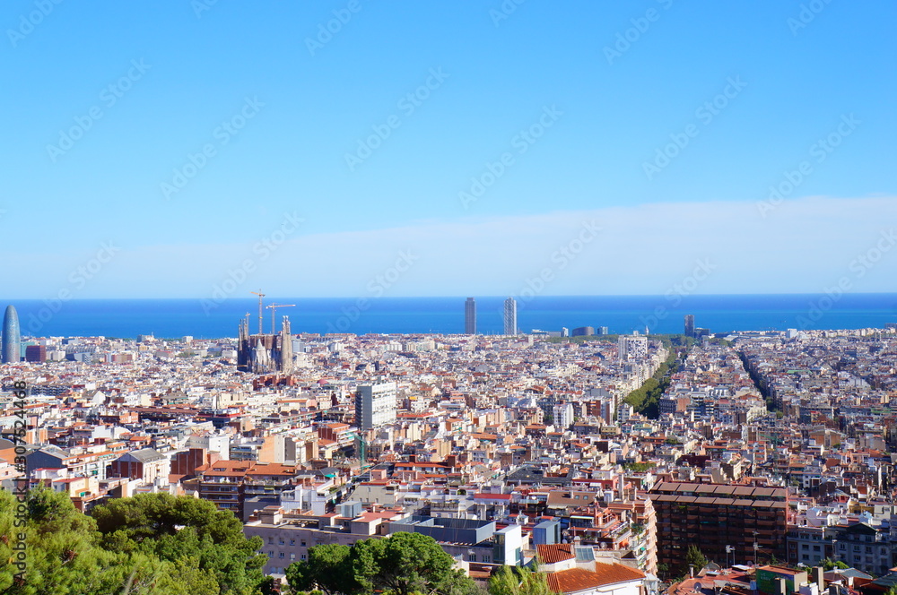 the landscape from park guell in barcelona