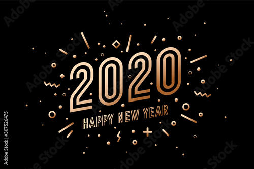 2020, Happy New Year. Greeting card Happy New Year 2020