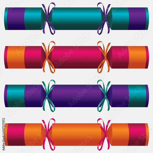 Bright Two Tone Christmas crackers in vector format.