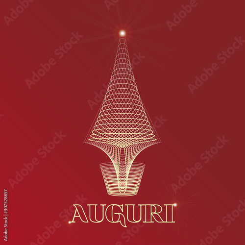 Biglietto di auguri elegante, Albero natale.