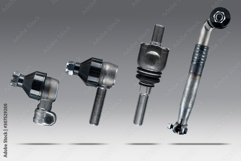 Group of Steering joint designed for tractor on gray isolated background with shadow Group of Steering joint designed for tractor on gray isolated background with shadow