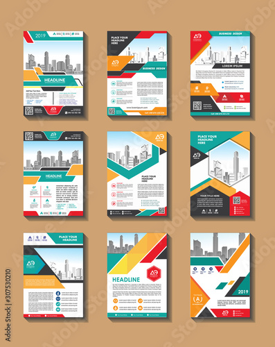 Corporate flyer, layout template. with elements and placeholder for picture.