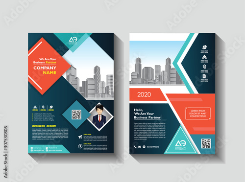 Corporate flyer, layout template. with elements and placeholder for picture.