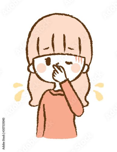 Illustration of a woman smelling a smell