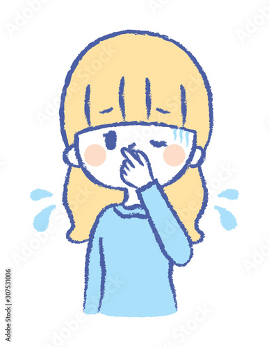 Illustration of a woman smelling a smell