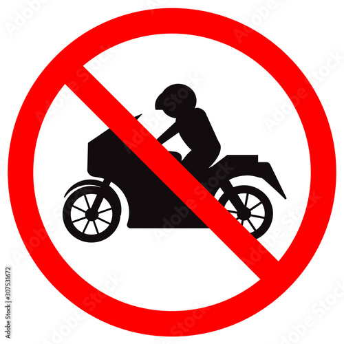 Prohibit Motorcycle Symbol Sign,Vector Illustration, Isolate On White Background, Label. EPS10