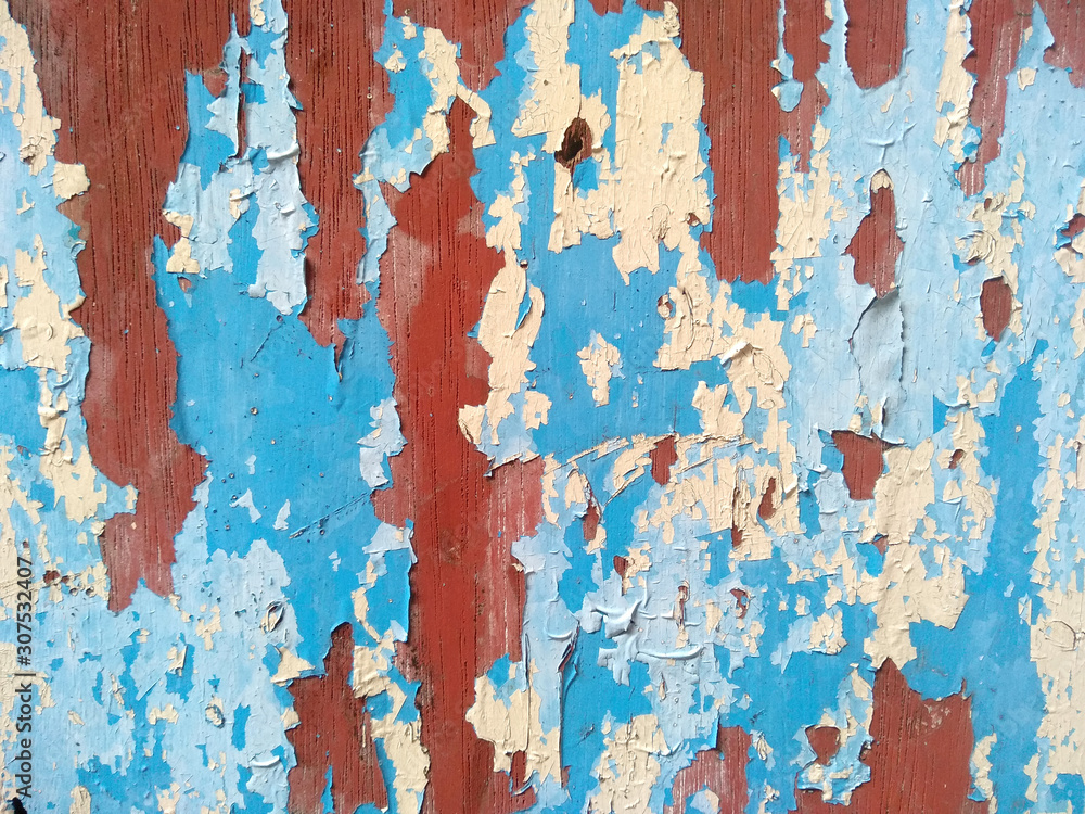 Wood walls with peeling paint. Wood wall texture can be used as a wall frame and wall background. Dirty and Old wooden wall texture background.