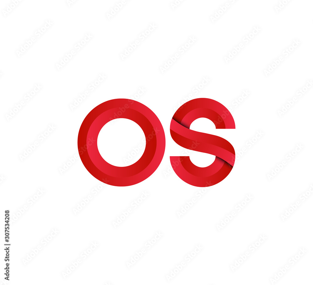 Initial two letter red 3D logo vector OS Initial two letter red 3D logo vector OS