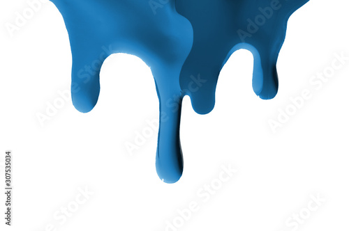 Blue nail polish drops isolated on a white background.