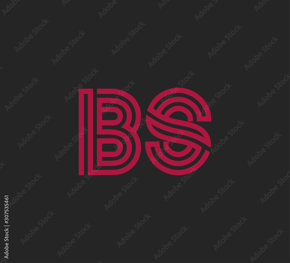 Initial two letter red line shape logo on black vector BS Initial two letter red line shape logo on black vector BS