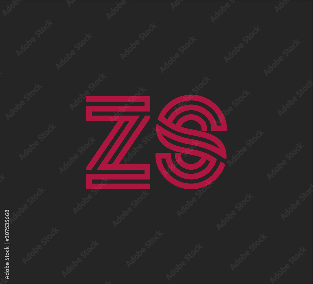 Initial two letter red line shape logo on black vector ZS Initial two letter red line shape logo on black vector ZS