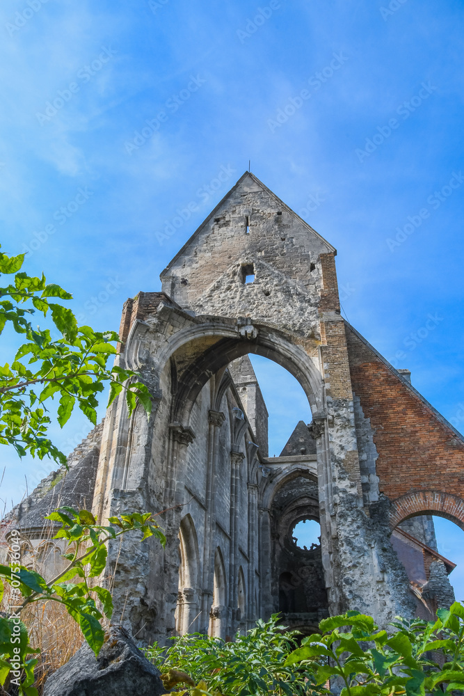 Zsambek Church Ruins, situated near Budapest, Hungary. Construction started in 1220, it was rebuilt after that, then an earthquake in 1763 ruined the church once again. 