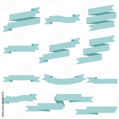 Pastel Ribbon Set In Isolated For Celebration Banner White Background, Vector Illustration