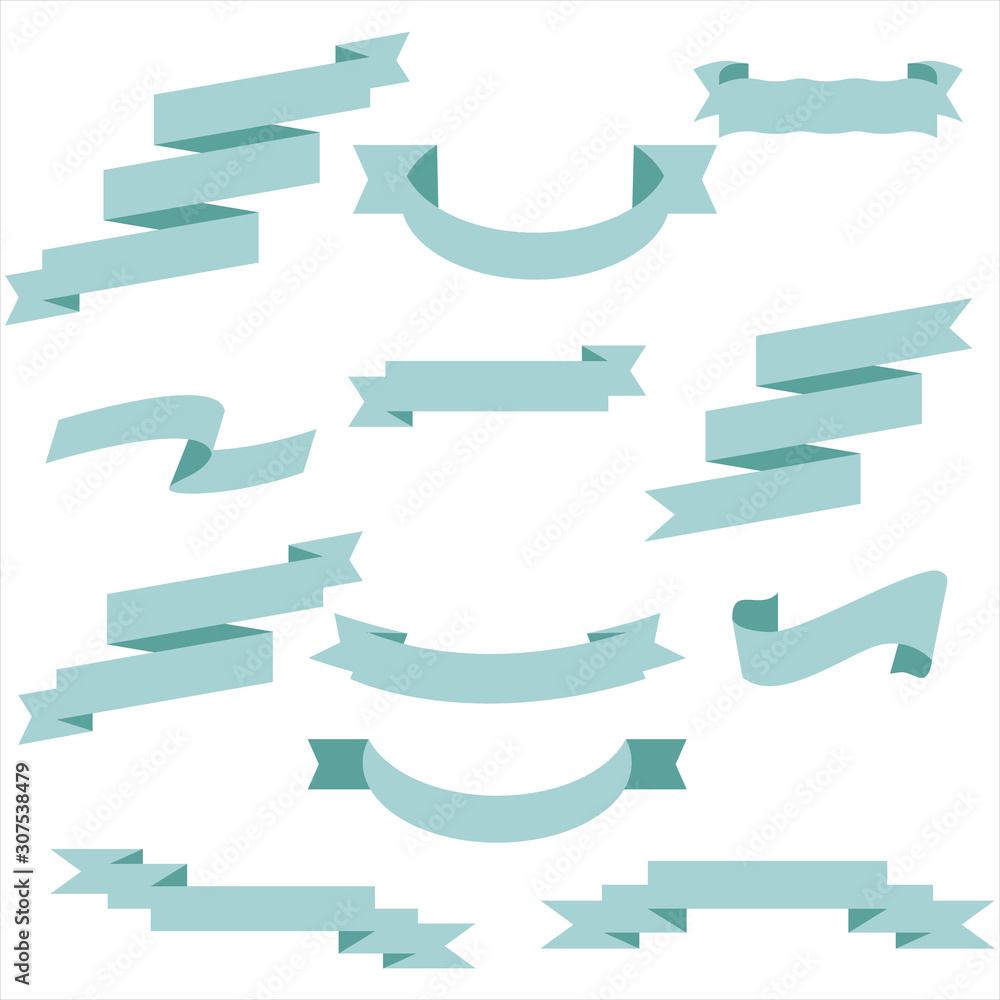 PASTEL Ribbon Set In Isolated For Celebration And Winner Award Banner White Background PASTEL Ribbon Set In Isolated For Celebration And Winner Award Banner White Background