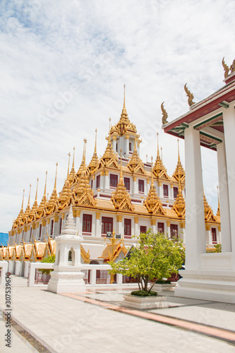 Wat Ratchanatdaram or Loha Prasat the only metal castle in the world still in Bangkok, Thailand.