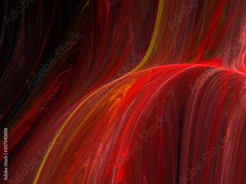 Abstract Spherical Bubble 3D Illustration - Colorful gradients of light warped into the shape of a sphere. Brilliant glowing lights, soft gradients, red and yellow design with black background