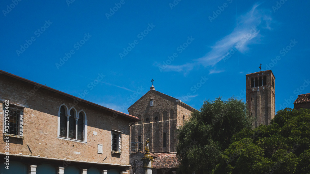 Cathedral of Santa Maria Assunta and bell tower on island of Torcello, Venice, Italy
