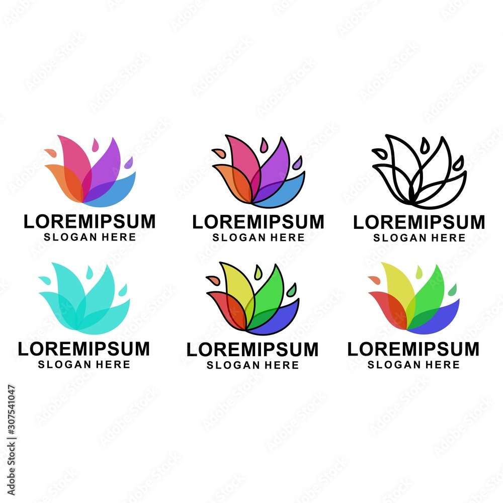 colorful leaf logo design vector bundle
