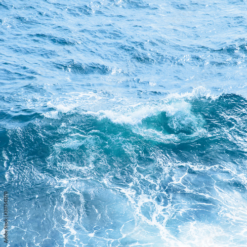 Classic blue sea wave close up. Color of the year 2020 background