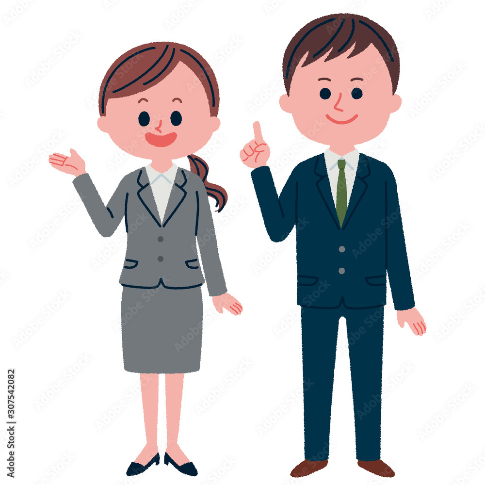 男性社員と女性社員のイラスト Stock Vector Adobe Stock