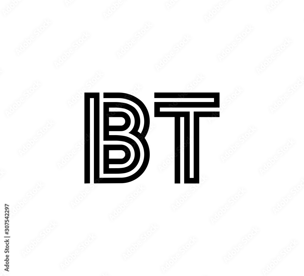 Initial two letter black line shape logo vector BT Initial two letter black line shape logo vector BT