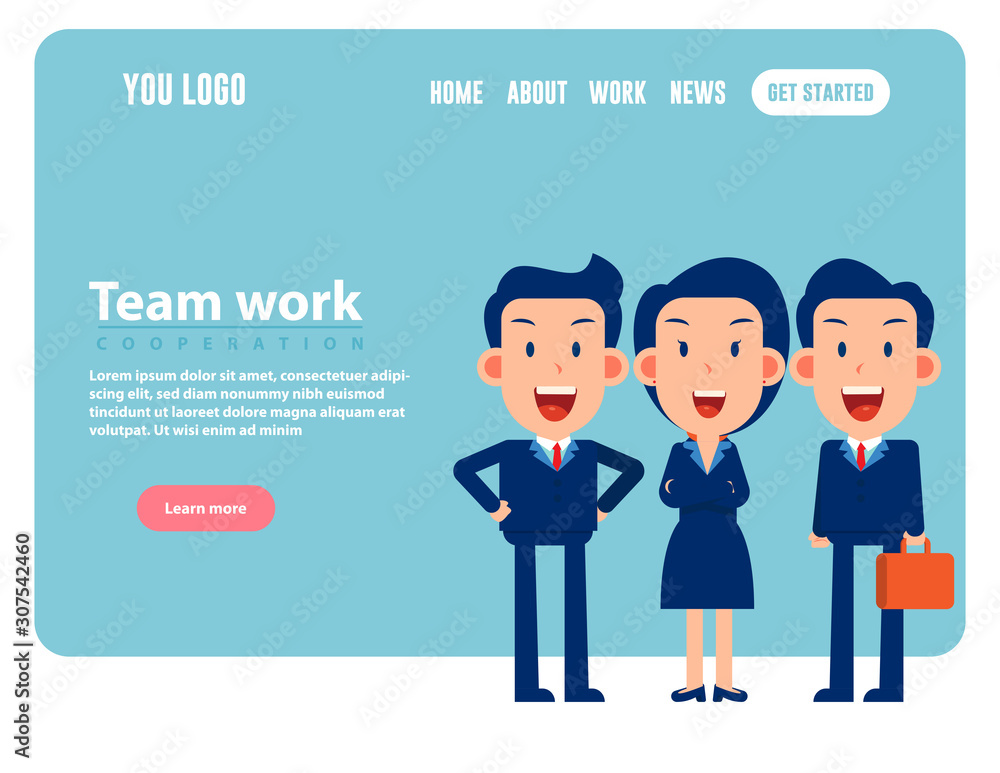 Group of happy character team. Teamwork concept, Web banner Group of happy character team. Teamwork concept, Web banner