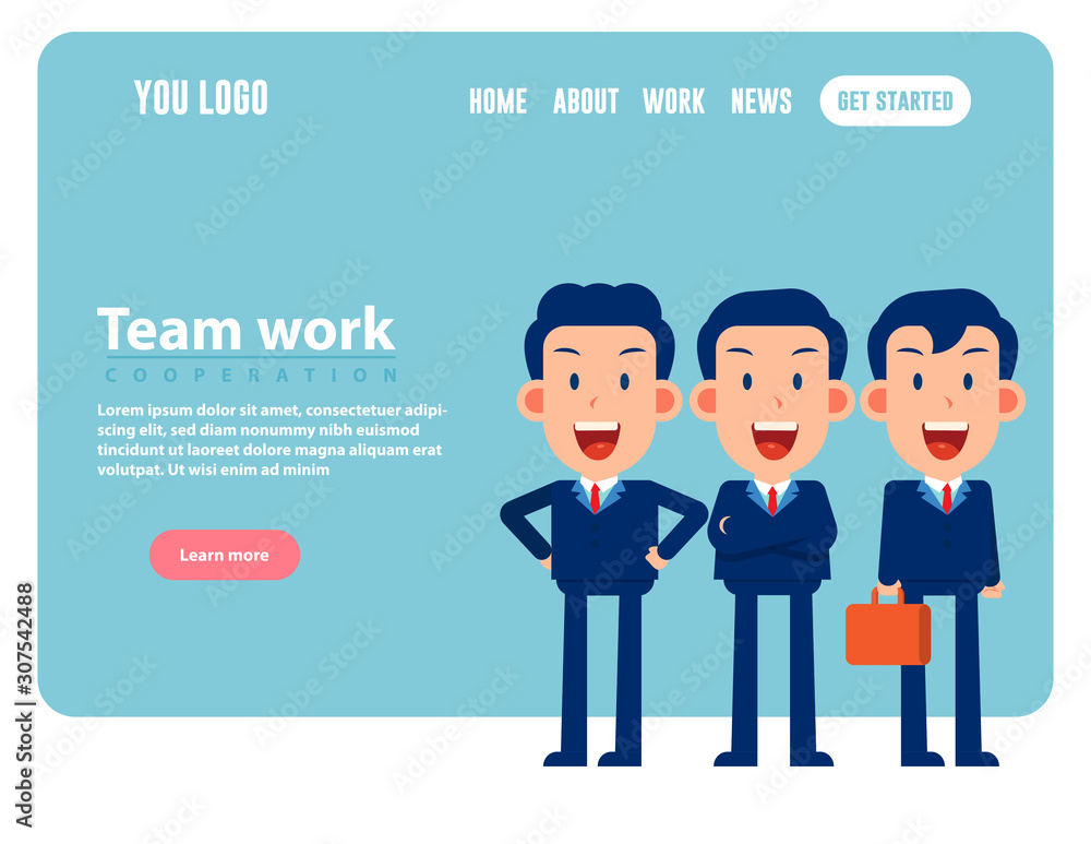 Group of happy character team. Teamwork concept, Web banner Group of happy character team. Teamwork concept, Web banner