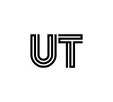 Initial two letter black line shape logo vector UT