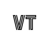 Initial two letter black line shape logo vector VT