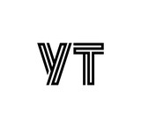 Initial two letter black line shape logo vector YT