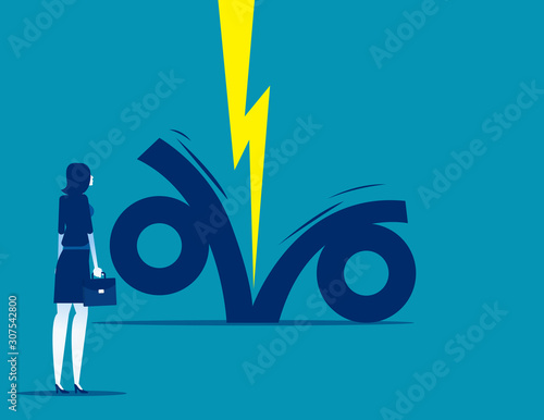 Businessman looking at broken percent sign. Concept business percentage, Percentage in Lightning, Financial and Economy, Marketing